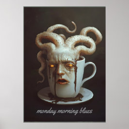 Poster Aviso de nível de cafeína da melancolia de segunda