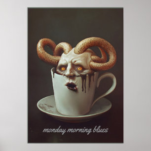 Poster Aviso de nível de cafeína da melancolia de segunda