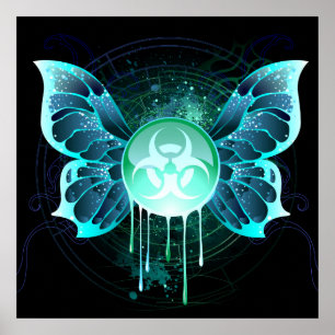 Poster Aviso de perigo de borboleta de perigo biológico