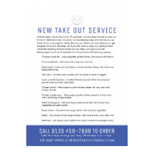 Aviso de restaurante emergencial novo menu azul pa