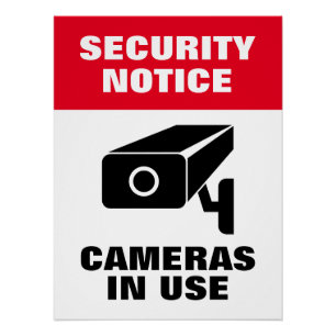 Pôster Aviso de segurança da câmera de vídeo poster