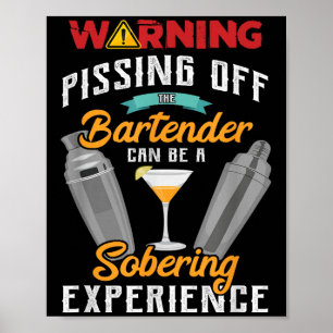 Poster Aviso Do Barman Engraçado Bart Sarcástico