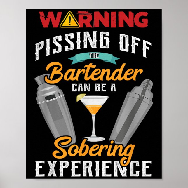 Poster Aviso Do Barman Engraçado Bart Sarcástico (Frente)