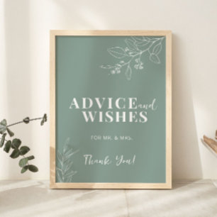 Poster Aviso e Desejo Sábio Sinal de Casamento Verde
