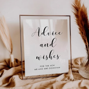 Poster Aviso Elegante e sinal de casamento de desejos