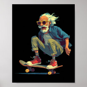 Poster Avô Barbudo com Fantasia de Skate para Adultos