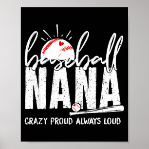Poster Avó de beisebol louca orgulhosa alta barulhenta en