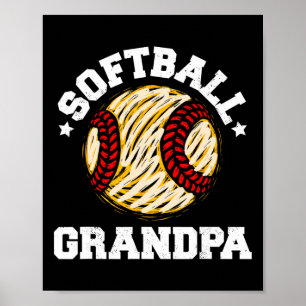 Poster Avô de Softball Angustiado Vintage Engraçado Avô