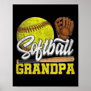 Poster Avô de Softbol Jogador de Softbol Jogo Dia dos Pai