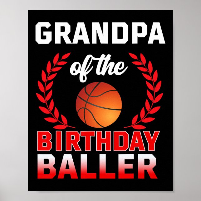 Poster AVÓ Do Tema Birthday Baller Basball Bd (Frente)