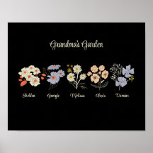 Avó Jardim das Flores Personalizado 5 Nomes Floral