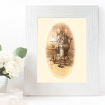 Avó Mouse tricotando numa cadeira de rock