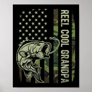Poster Avô Muito Legal Camuflagem Bandeira Americana Pais
