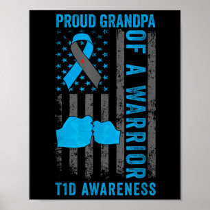 Poster Avô Orgulhoso De Um Guerreiro T1d Tipo 1 Diabetes