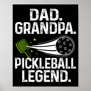Poster Avô pai lendário jogador de pickleball retrô engra