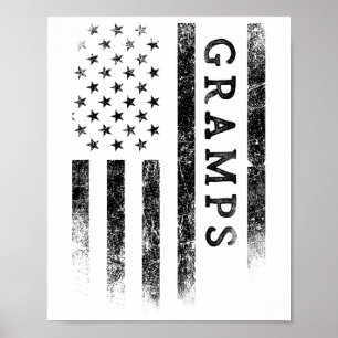 Poster Avô Patriótico Bandeira Americana Dia dos Pais Gr