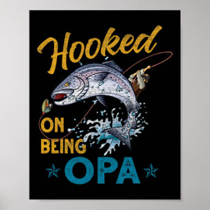 Poster Avô Viciado em Ser Opa Piadas de Pesca Pais Vintag