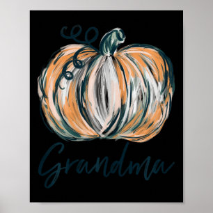 Poster Avó Watercolor Pumpkin Cai no Dia de Ação de Graça