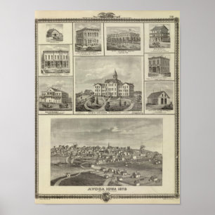 Pôster Avoca Penn College, edifícios Oskaloosa em Dexter