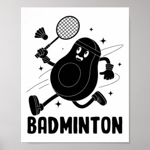 Poster Avocado Jogando Badminton Comida Vegetariana Saudá