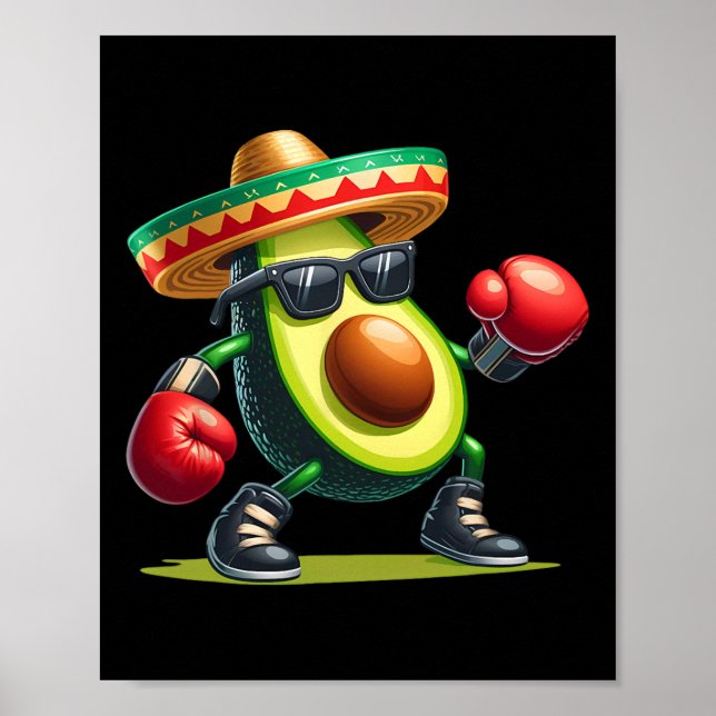 Poster Avocado Mostrando Boxeiras Cinco De Mayo Engraçado (Frente)