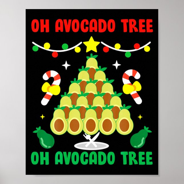 Poster Avocado Tree Funny Food Vegan Christmas Gift  (Frente)