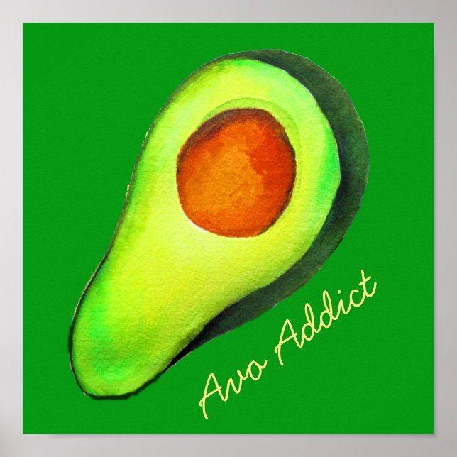 Poster Avocado viciado em arte verde (Frente)