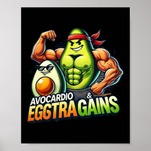 Poster Avocardio e ganhos Eggstra engraçado ginásio fitne