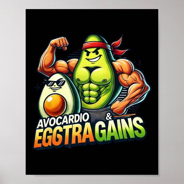 Poster Avocardio e ganhos Eggstra engraçado ginásio fitne (Frente)