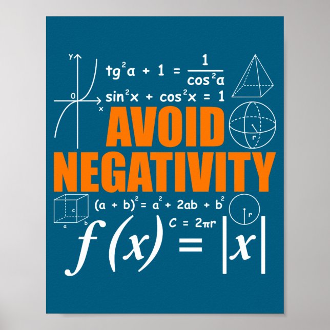 Poster Avoid Negativity Funny Math Mathematician Teacher  (Frente)