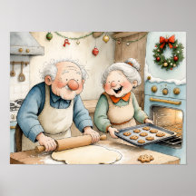 Avós Preparando Biscoitos de Natal