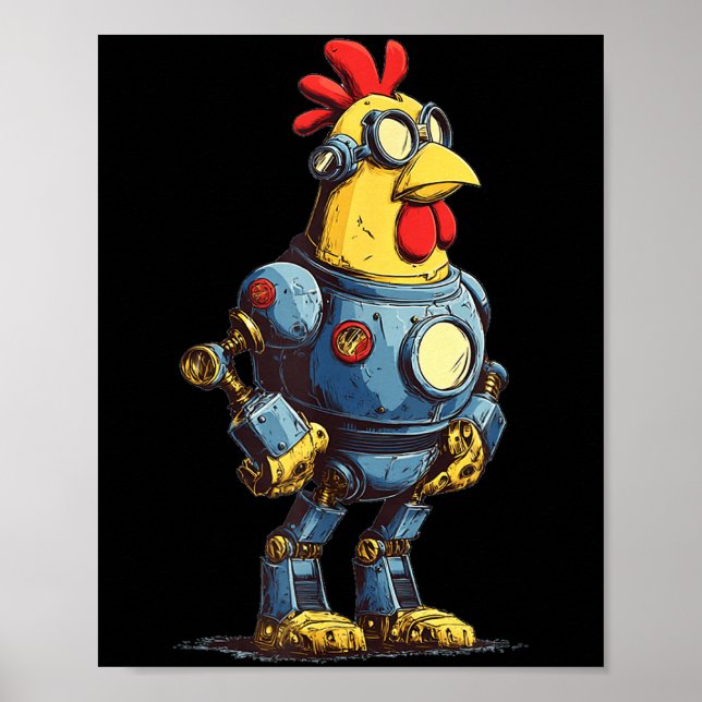 Poster Awesome Chicken Robot For Future Animals Lovers  (Frente)
