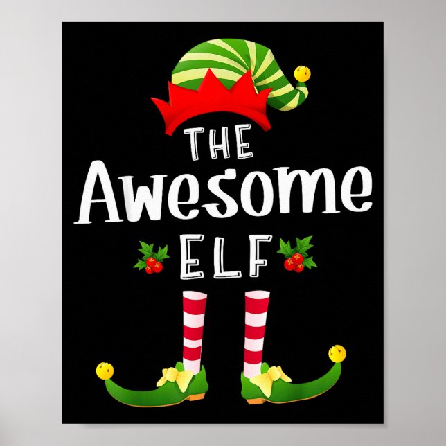 Poster Awesome Christmas Elf Matching Pajama X-mas Party  (Frente)