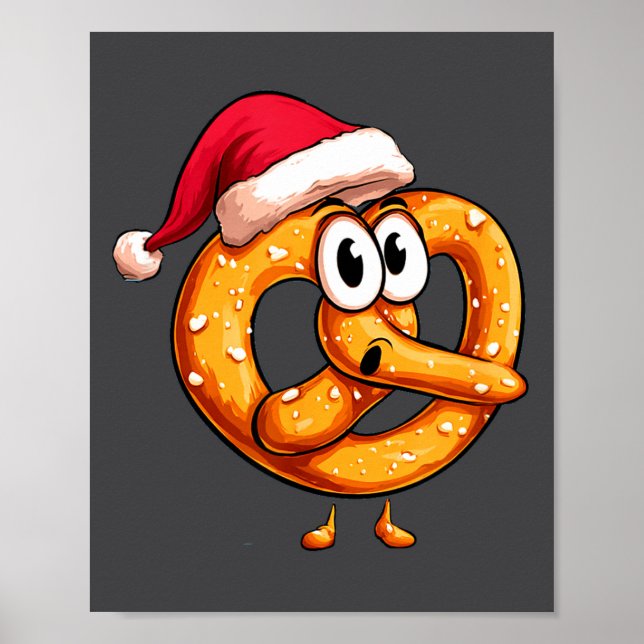 Poster Awesome Festive Pretzel With Santa Claus Hat Costu (Frente)