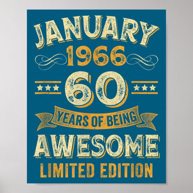 Poster Awesome Vintage January 1966 60th Birthday  (Frente)