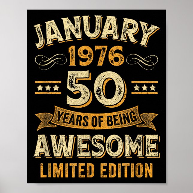 Poster Awesome Vintage January 1976 50th Birthday  (Frente)