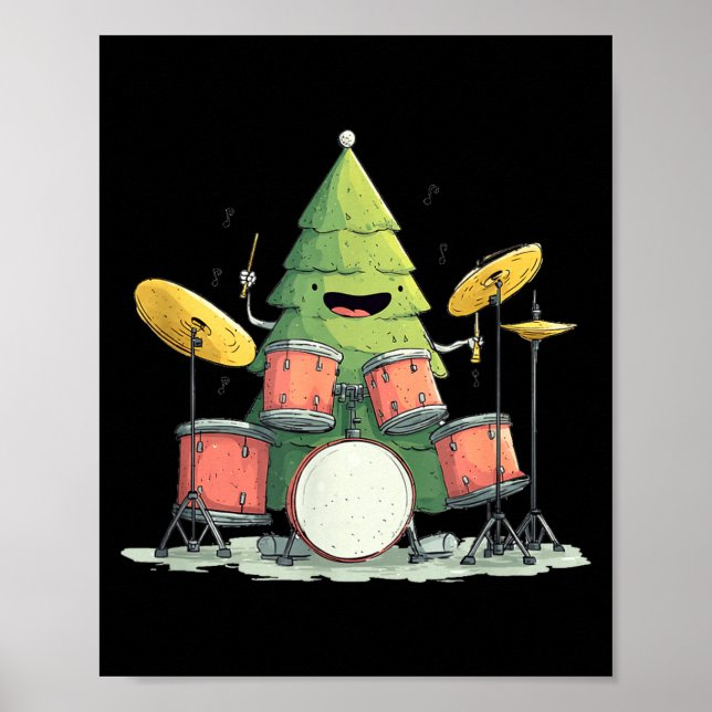 Poster Awesome Xmas Tree With Drums For Rocking Christmas (Frente)
