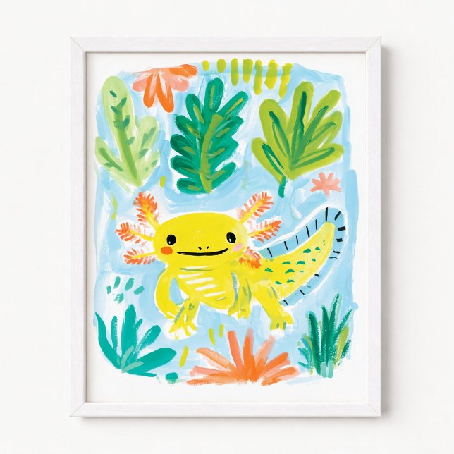 Poster Axolote Amarelo (Yellow Axolotl Poster)