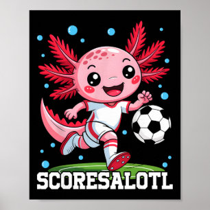 Poster Axolote de Futebol Fofo, Pontuação Divertida Axolo