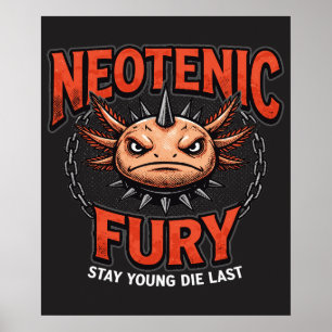 Poster Axolote de skate radical estilo retrô anos 90 neon