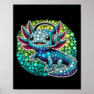 Poster Axolote Gamer Bolinhas Dia de Video Games Fone de 