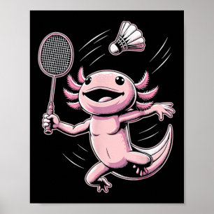 Poster Axolote Jogador de Badminton Esporte de Peteca