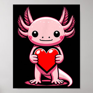 Poster Axolote Segurando Coração Dia dos Namorados Fofo V