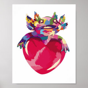 Poster Axolotl animal e coração