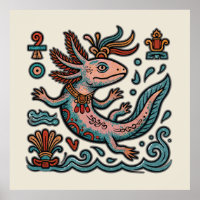 Axolotl Asteca Xolotl pedra erodida tribal boho ar