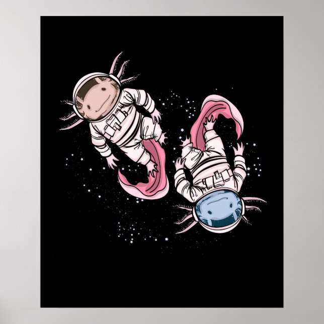Poster Axolotl Astronauta Dotado Crianças do Espaço Exter (Frente)