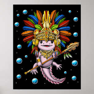 Poster Axolotl Aztec Warrior