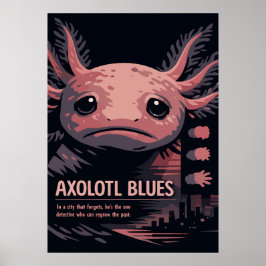 Poster Axolotl Blues Noir Animal Art