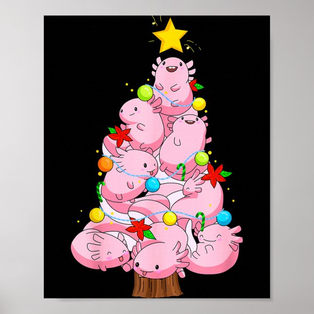 Poster Axolotl Christmas Tree Ornament Fish Axolotl Anima (Frente)