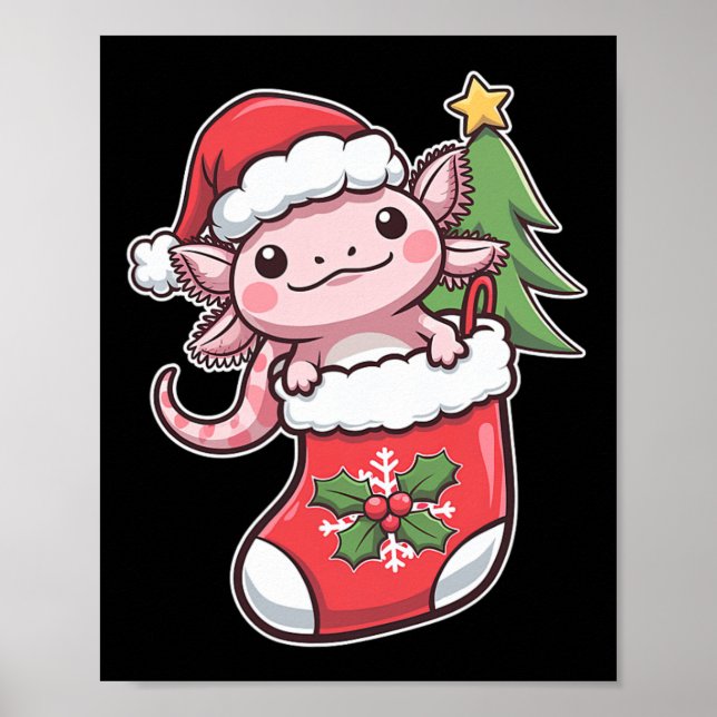 Poster Axolotl Cute Para Axolotl De Natal (Frente)